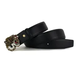 Leather belt with a tiger's headBelts