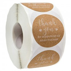 "Thank You for supporting my small business" - round natural kraft stickers - 100 - 500 piecesBakeware