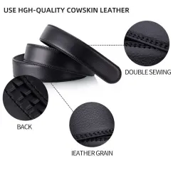 Fashionable leather belt with automatic buckleBelts
