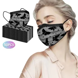 50 pieces - disposable antibacterial face / mouth masks - 3-layer - lace designMouth masks