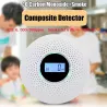 Smoke / carbon monoxide detector - with sound warning / numbers display - battery poweredHome security