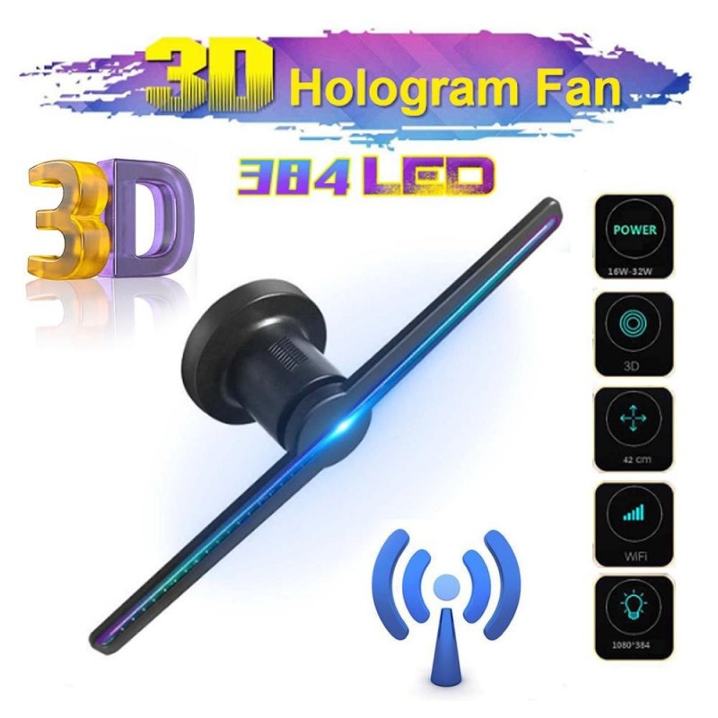 Wifi 3d Hologram Projector Fan 638 Led Holographic Imaging Lamp With 16g Tf