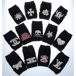 Knitted gloves - fingerless - rivets - diamonds - skullGloves
