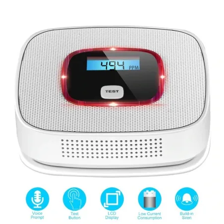 LCD - carbon monoxide gas alarm - poisoning / smoke tester - detector - sensor - monitorHome security