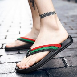 Leather sandals - beach flip flops - striped designSlippers