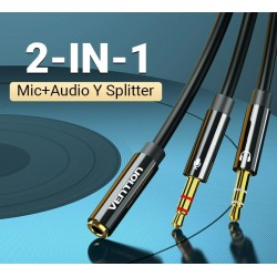 Headphone splitter - audio AUX cable - 3.5mm jack - female to 2 maleSplitters