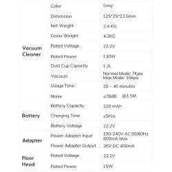 ILIFE H50 - cordless handheld vacuum cleaner - 10KPa suction power - with LED light - 1.2LRobot vacuum cleaner