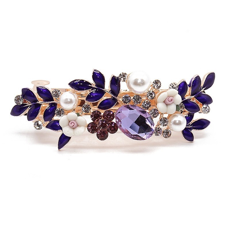 Luxury hair clip with purple crystal flowers | Store Malta