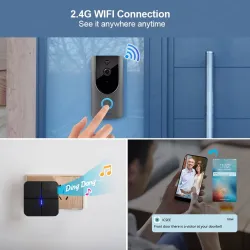 KERUI - 1080P - smart WiFi doorbell - chime - 2MP camera - video intercomHome security
