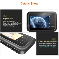 Video doorbell camera - with peephole - auto record - electronic ring - night view - digitalHome security