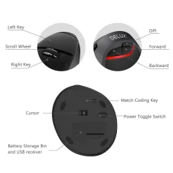 Delux M618Mini GX - 2.4GHz - 6 buttons - wireless mouse - vertical - ergonomic - USBMouses