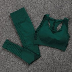 Elastic push up bra / leggings - seamless - high waist - 2 piece setFitness