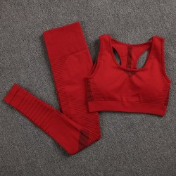 Elastic push up bra / leggings - seamless - high waist - 2 piece setFitness