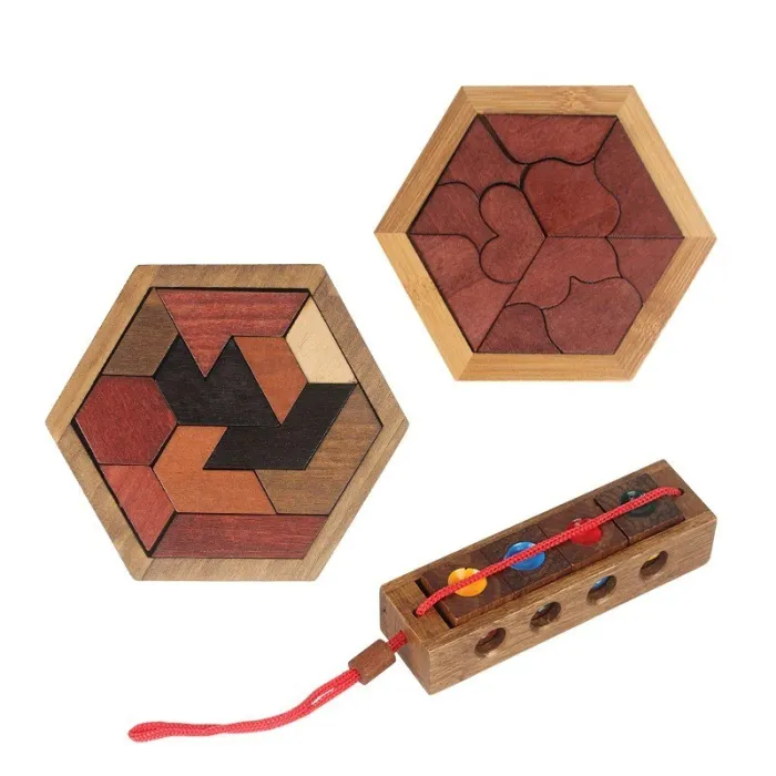 Geometric wooden puzzle - educational gameWooden