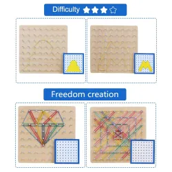 Creative graphics - rubber ties / nails - wooden puzzle board - educational toyEducational