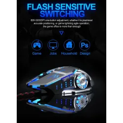 Professional optical gaming mouse - 6 buttons - wired - 3200DPI - LED - silentMouses