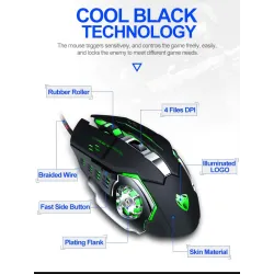Professional optical gaming mouse - 6 buttons - wired - 3200DPI - LED - silentMouses