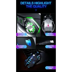 Professional optical gaming mouse - 6 buttons - wired - 3200DPI - LED - silentMouses