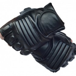 Black leather gloves - fitness / gym /cycling - half fingerGloves