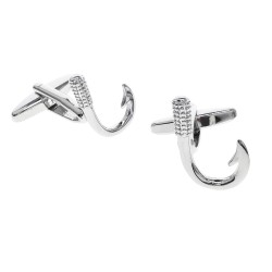 Fashionable silver cufflinks - fishing hookCufflinks