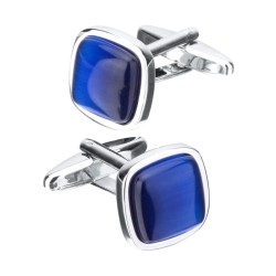 Elegant cufflinks - with square blue opal stoneCufflinks