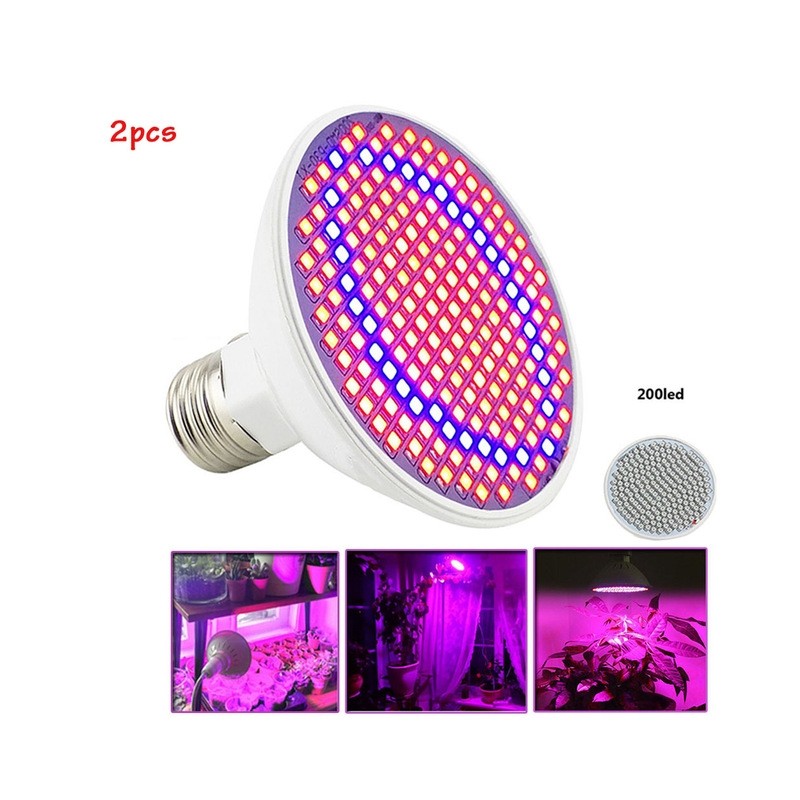 E27 LED lamp - 200 LED - grow lamp - hydroponics - 2 piecesGrow Lights