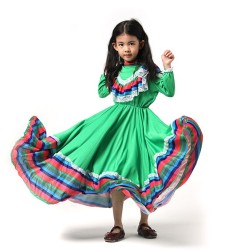 Traditional Mexican dance princess - costume - dress for girls -festivals / Halloween / birthday partyCostumes