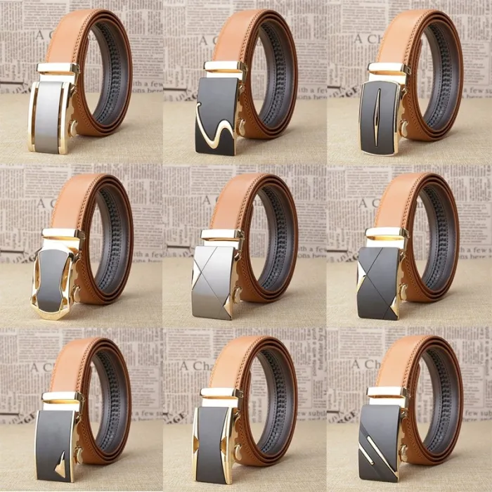 Genuine leather belt with automatic buckle - brownBelts