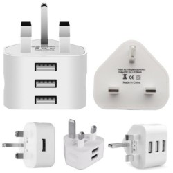 UK plug - adapter - 3-pin wall charger - with USB ports - 110V-220VPlugs