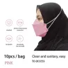 Protective face mask - 4-layer - disposable - anti-dust - anti-bacterial - cross loops - fish shape - 10 piecesMouth masks