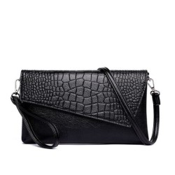 Vintage small clutch - shoulder bag - crocodile skin pattern - with zipperHandbags