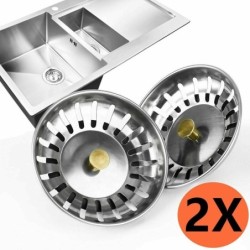 Kitchen sink drainer - strainer - stainless steel - 2 piecesSink strainers