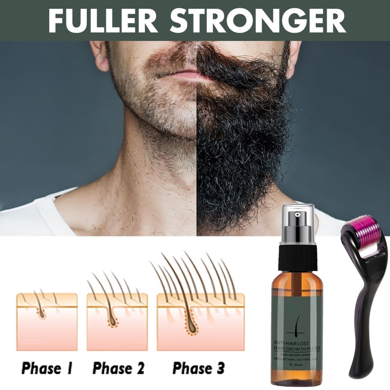 Beard / hair growth essence - spray - with needle roller massager -...