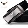 Elegant men's belt - automatic metal buckle - genuine leatherBelts