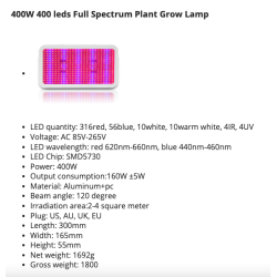 LED plant grow light - full spectrum - 300W - 1600WGrow Lights