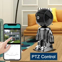 WiFi security camera - two-way audio - 1080P - 4MP - PTZ Wifi - IP - black robotSecurity cameras
