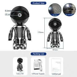 WiFi security camera - two-way audio - 1080P - 4MP - PTZ Wifi - IP - black robotSecurity cameras