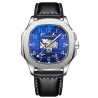 CHENXI - automatic mechanical Quartz watch - waterproof - skeleton design - silver / blueWatches