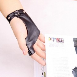Fingerless leather glove - with rivets / chains - punk style - unisexGloves