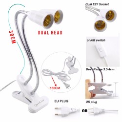 Plant grow lamp - dual head - hydroponic - full spectrum - with desk clip - 290 LED - E27Grow Lights