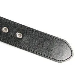 Black leather belt - with bullets / rivets - unisex - 110 cmBelts