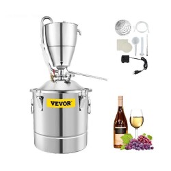 Water / alcohol distiller - home brewery device kit - stainless steel - whiskey / wine / beer / spirit - 30LBar supply