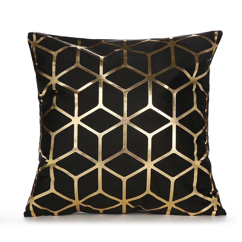 White / black cushion cover - golden geometric pattern - 45cm * 45cmCushion covers