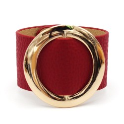 Wide leather bracelet - with metal circleBracelets