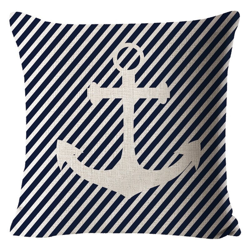 Decorative blue cushion cover - ocean / boat / rudder - 45cm * 45cmCushion covers