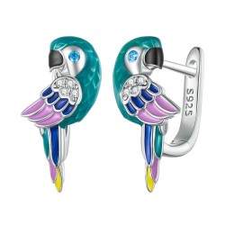 Rainbow parrot with zircon - 925 sterling silver earringsEarrings