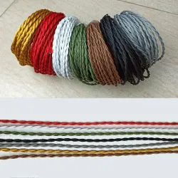Vintage twisted woven fabric - braided electrical wire - hanging lamp cord - 3 coreLights & lighting