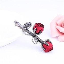 Vintage hairpin - red roses / pearl / crystalsHair clips