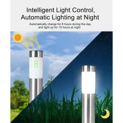Solar garden light - stainless steel ground pillar - tubeSolar lighting