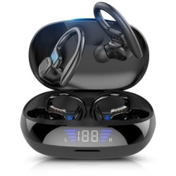 TWS VV2 - Bluetooth earphones - ear hook - with microphone / charging box / LED displayEar- & Headphones